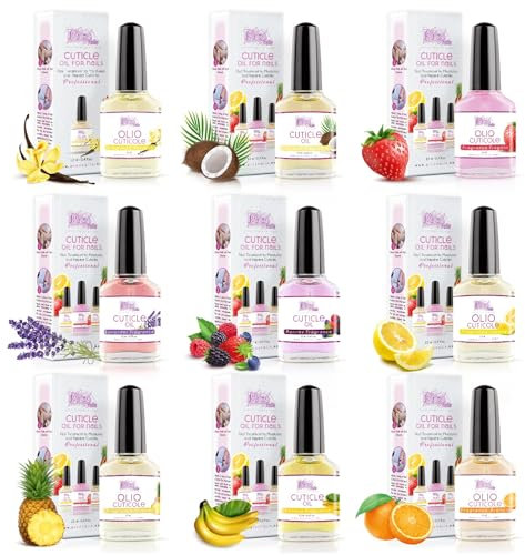 Olio Cuticole Unghie 9pz. per mani e piedi Professionale 12ml - Mix di 9 Fragranze - Idea Regalo per lei - Olio Idratante per Cuticole Mani e Piedi, Dona Sollievo e Freschezza