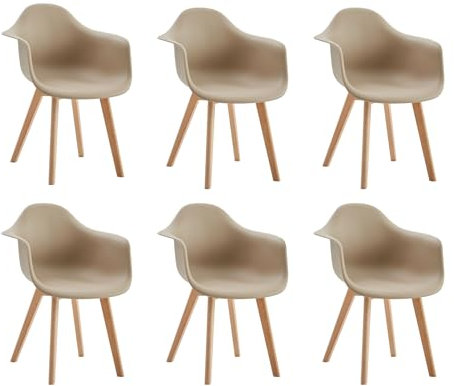 EGOONM 6er Set Nordische Küche Esszimmerstühle, Esszimmerstuhl mit Massivholzbeinen, Stühle für Schlafzimmer, Wohnzimmer, Küche (Braun)