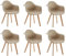 EGOONM 6er Set Nordische Küche Esszimmerstühle, Esszimmerstuhl mit Massivholzbeinen, Stühle für Schlafzimmer, Wohnzimmer, Küche (Braun)