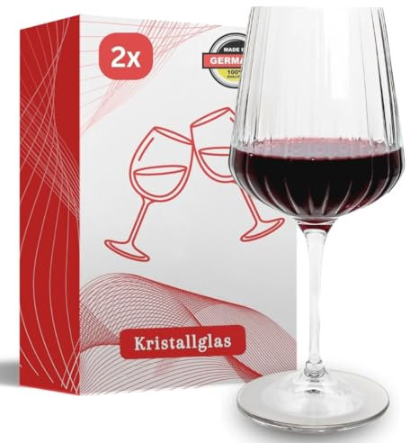 Maxito Weingläser ∣ 2er Set mit 490 ml∣ Kristallgläser mit modernes Design ∣ Weingläser Set ∣ Rotweingläser ∣ Weißweingläser