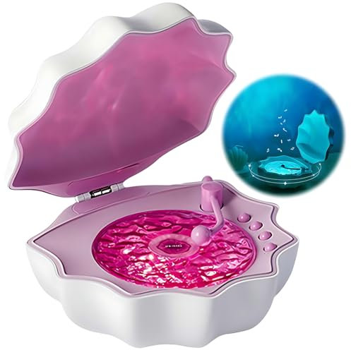 Northern Lights Ocean Wave Projector Shell Light, 2025 NEW The Waves Vinyl Player, Shell Lamp with Bluetooth Speaker, 7 Colors Waves Vinyl Player for Bedroom Living Office Bathroom (Pink)