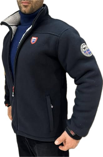 Giacca Invernale da Uomo, Giubbotto in pile Imbottito di pelliccia ecologica con Zip, cappotto elegante con Fodera calda, blu e nero petrolio DEFENDER (IT, Testo, M, Regular, Regular, Blu)