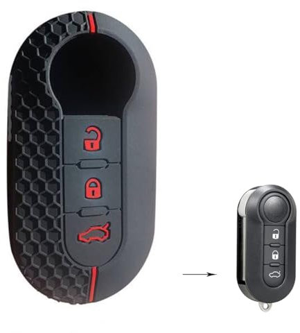 Silicone Key Cover Key Fob for FIAT 500 Panda Punto Bravo Doblo Ducato Scudo Lancia Musa Delta,Soft Car Key Protective Case Accessory (Red)