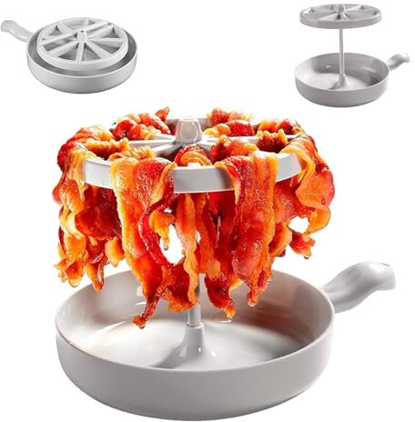 Kouamor Mikrowellen-Speckkocher, Bacongrill, Bacon Grill, vertikale Aufhängerschale, macht knusprigen Speck, Faltbares Design, Multifunktional, Fettreduktion, BPA-frei