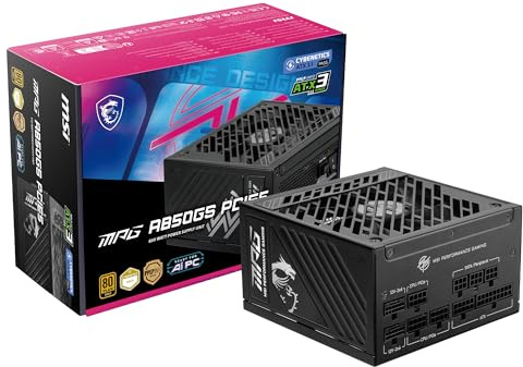 MSI MPG A850GS PCIE 5.1 ATX 3.1 Fuente de alimentación para juegos - Modular completo - 80 Plus Gold Certified 850W - Condensadores 100% japoneses de 105 °C - Dual 12V-2x6 - Fuente de alimentación ATX