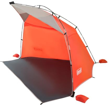Coleman Skyshade großer tragbarer Sonnenschutz, einfacher Aufbau mit vormontierten Stangen, Strandüberdachung bietet Abdeckung vor Sand und Sonne