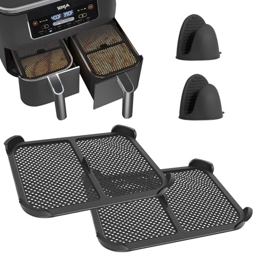 SupRovare 2 Pièces Grille Anti Projection pour Air Fryer Ninja, Reusable Silicone Air Fryer Accessoires Compatible avec Ninja Foodi AF400EU und AF451EU, Prévient Eclaboussures Graisse (Noir)