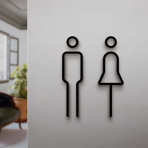 Targhetta per WC per uomini e donne, autoadesiva, simbolo del WC per hotel, in acrilico, per porta del WC, segnaletica per servizi igienici e aree pubbliche