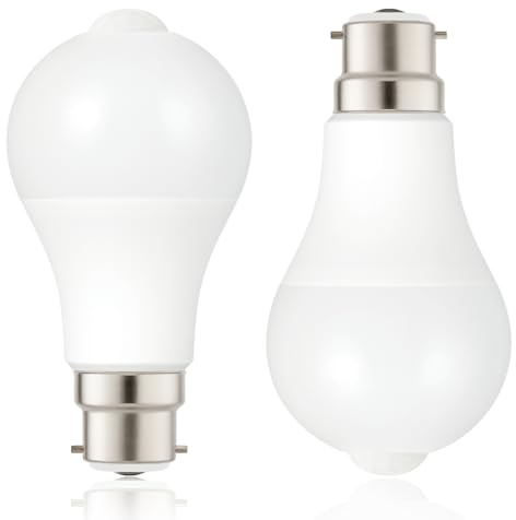 FLSNT B22 Bulb 100W Equivalent, 1150LM PIR LED Light Bulb,12W A60 LED Edison Screw Bulb, 2700K Warm White, Non-Dimmable, Pack of 2