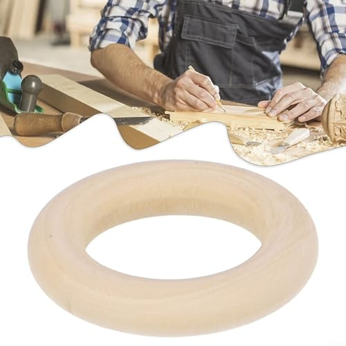 SiSinkal Handgefertigte Holzringe, natürliches Holzkreis, Bastelmaterial, unlackierte runde Reifen für DIY-Projekte, Makramee-Wandkunst, Dekoration, Schmuckherstellung (10 x 1 cm)