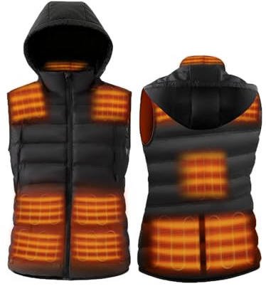 DR.PREPARE Beheizbare Weste Herren mit 16000mAh Powerbank 7,4V, Beheizbare Hoodie mit 3 Heizstufen & 10 Heizzonen, Heizweste Beheizbare Jacke Damen für Outdoor-Aktivitäten Reisen Sport Freizeit, XL
