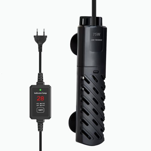 HUIZHOU Riscaldatore per acquari, riscaldatore Regolabile per acquari (15-34 °C), 220 V 50/60 Hz Mini riscaldatore per acquari e vasche per Pesci (75W)