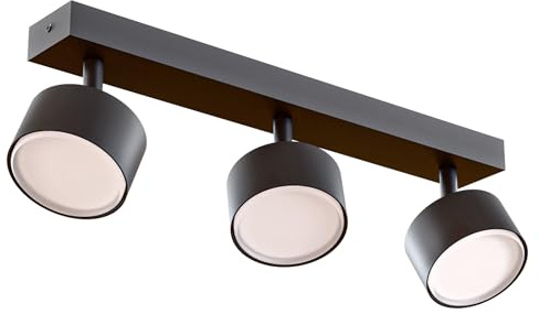 3xGX53 Deckenstrahler Aufputz Spot schwarz Ø80 mm – drehbar 310° & schwenkbar 90°, moderne LED Lampenfassung, verstellbare Deckenleuchte für Wohnzimmer, Küche, Flur, Büro (Dreifach)