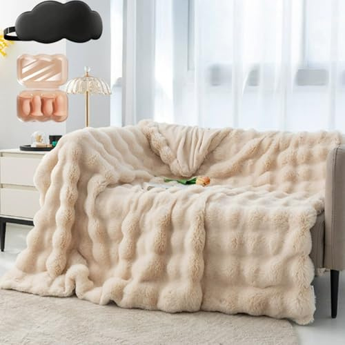fjaldjfu Kuscheldecke Flauschig, Superweiche Kuscheldecke für die Sofa, Bubble Decke Sofa, Deko Streifen Cord Fleecedecke als Sofaüberwurf für Wohnzimmer, Throw Blanket Wide Use (B,120 * 200cm)