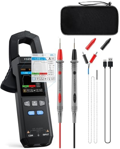 FNIRSI DMC-100 Multimeter Digital Ammeter Pliers Clamp Meter TRMS 1000 Counts, 600A Curve Recording Voltage Tester with Flashlight, AC/DC Curren & Voltage, NCV, Capacitance, Resistance, Continuity