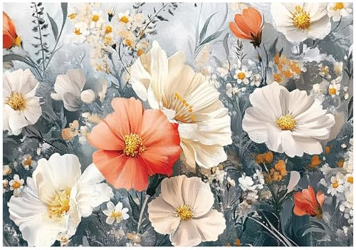 WallArena - Papier peint panoramique intissé Fleurs 200x140 cm - Papier peint photo non tissé - Pour salon et chambre à coucher - Effet 3D - Avec colle - prairie, nature, fleur