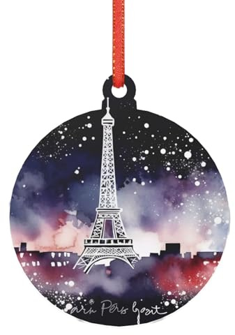 Night Paris Eiffelturm große Acryl-Weihnachtsdekoration, klare hängende Dekoration für Baum, Zuhause, Party
