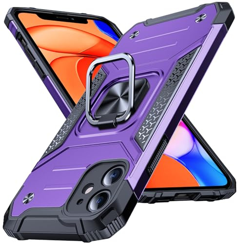 Anqrp Armor Handyhülle für iPhone 11 Hülle mit Ring Halter Ständer, [Fallschutz in Militärqualität] Stoßfest Schutzhülle Kompatibel mit iPhone 11 Case, Lila