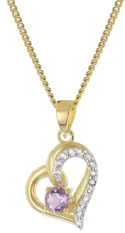 trendor Herz-Anhänger Gold 333 Amethyst/Topas an vergoldeter Silberkette modisches Schmuckstück für Damen, 21195-45 45 cm