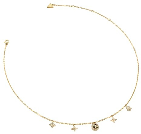 GUESS Halskette Secret Garden 16-18 Flower Charms Necklace Yellow Gold goldfarben