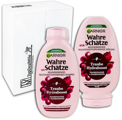 TopDealMile- Vorratspack - Haarpflege für Garnier Wahre Schätze Traube Hydraboost Regenerierendes Feuchtigkeitsspendendes Shampoo +Spülung 250 +200 ml