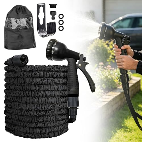15m/50FT Flexibler Gartenschlauch, Leichter Wasserschlauch flexibel, Erweiterbarer Gartenschlauch, Garden Hose Leichter Flex Schlauch, Dehnbarer Garden Hose Schlauch für Gartenarbeit, Waschen