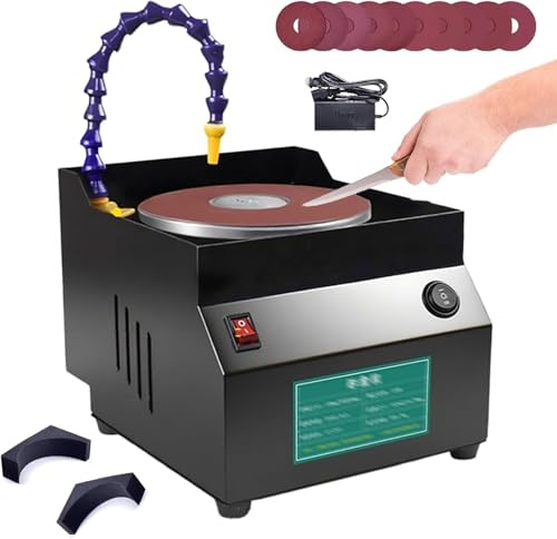 Nass-Tischschleifer, Elektrischer Messerschärfer Mit 7 Geschwindigkeiten, Max. 3350 U/min Nass- Und Trockenschleifer Mit 10 Stück Schleifpapier, Ideal For Scheren Und Metallbearbeitung