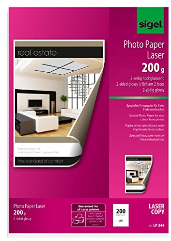 SIGEL LP344 Fotopapier für Laser / Kopierer, A4, 200 Blatt, hochglänzend, beidseitig bedruckbar, 200 g