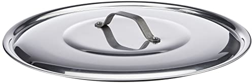 Pentole Agnelli Aluminio 2mm Tapa Redonda con Puente sin Dobladillo, Brillante, Metal, Plateado, 34 cm