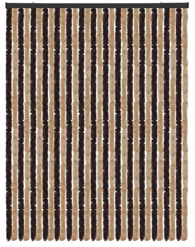 Arsvita Flauschvorhang Türvorhang (120x200 cm) in Beige-Braun als Insektenschutz für Balkon, Terrasse oder Wohnmobil, Wohnwagen, Pavillon