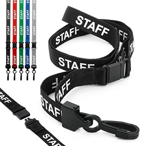 CKB LTD Staff LANYARDS Breakaway Safety Lanyard Pre-printed Text Neck Strap Swivel Plastic Clip for ID Card Holder - Pull Quick Release Design