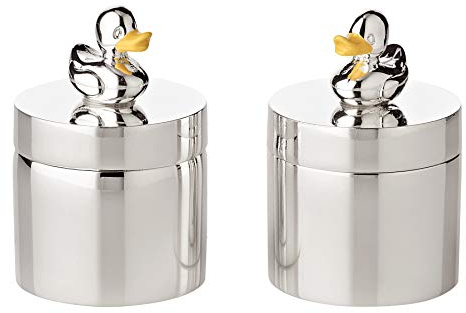 Edzard Scatola per Denti/Scatola per Gioielli/Scatola per Pillole Anatra (Set da 2), Altezza 5 cm, placcata in Argento pregiato, antiossidante