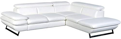 Mivano Ecksofa Prestige / Couch in L-Form mit Ottomane / Kopfteile und Armteil verstellbar / 265 x 74 x 223 / Kunstleder, weiß