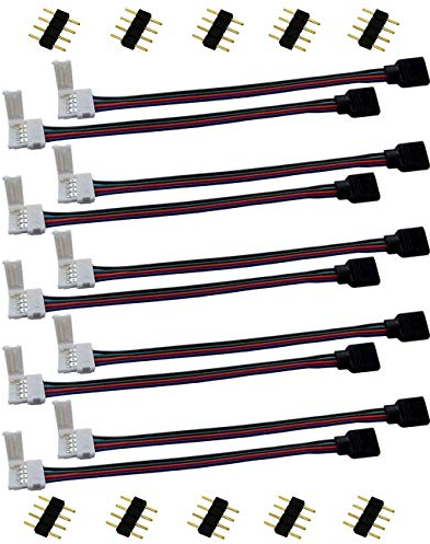 LITAELEK 10x RGB 5050 LED Schnellverbinder 4 polig Verbindungskabel Anschlusskabel LED Stripe Verbinder Adapter Eckverbinder für 10mm Breit RGB 5050 LED Streifen zu LED Strip oder LED Controller-17cm