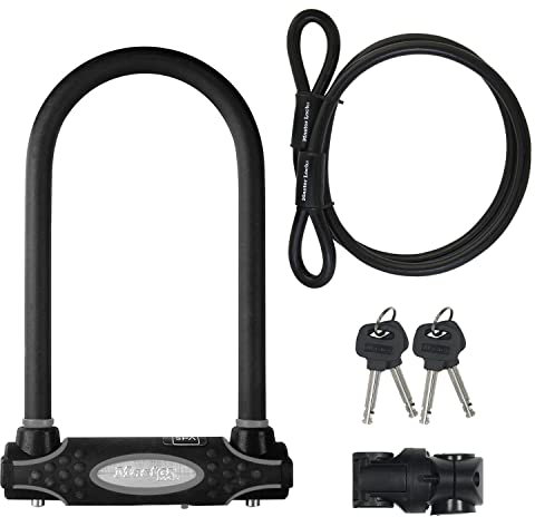 Master Lock Candado Bicicleta U con Cable, Llave, Soporte de Transporte, Antirrobo Certificado, 8274EURDPRO