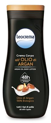 Leocrema Crema Corpo All'Olio di Argan, Texture Ricca e Vellutante ad Assorbimento Rapido, Idratazione per 48 ore, 250ml