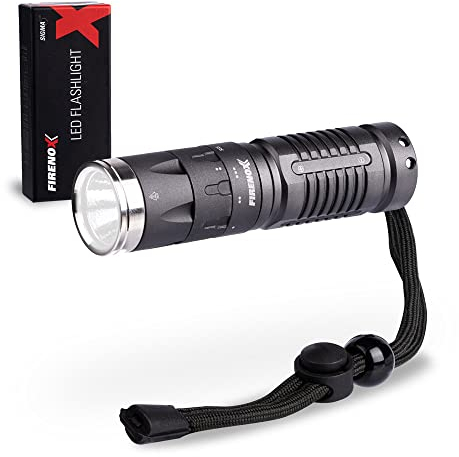 LIFE IS SIMPLE Firenox Sigma LED Taschenlampe Batterie betrieben | Taschenlampe LED klein wasserdicht | stoßfest | mit Holster | LED Taschenlampe dimmbar | LED Cree XPG-R5 | SOS-Funktion | 200 Lumen