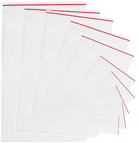 Lot de 100 sachets en plastique - Fermeture pression - Transparents - Refermables - En plastique polyéthylène 20x25cm