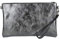 Girly HandBags Genuine Italian Metallic Leather Clutch Bag - Grey(Size: W 25, H 15, D 2 cm (W 10, H 6, D 1 inches))