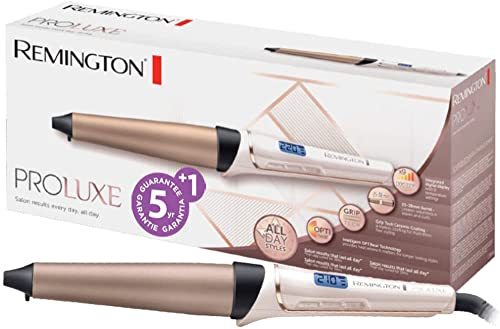 Remington Ferro Arricciacapelli - Per ricci grandi e onde 25-38 mm - Tecnologia OPTIheat: Acconciature più durature; Rivestimento ceramico Grip-Tech, Display LCD 120-210°C, PROluxe Digital CI91X1