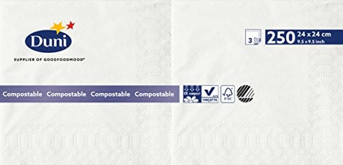 Duni 168413 3-lagig Tissue Servietten, 24 cm x 24 cm, weiß (2000 Stück)