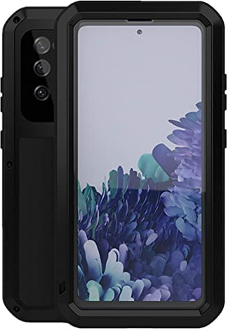 LOVE MEI Schutzhülle für Samsung Galaxy S20 FE 5G, Aluminium + Hartglas, wasserdicht, stoßfest, militärisch, robust, für Samsung Galaxy S20 FE 5G (schwarz)
