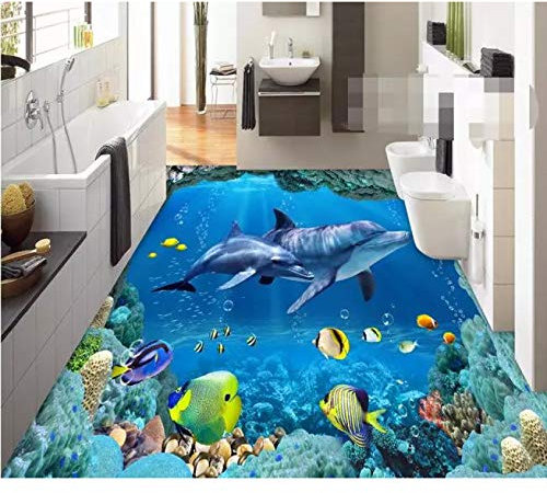 3 d PVC-Bodenbelag benutzerdefinierte Tapete Unterwasserwelt - 3d Badezimmer Bodenbelag Bild Wandbild Fototapete für Wände 3d