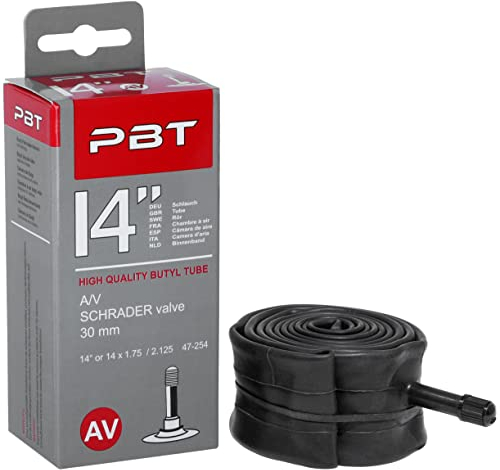 pbt Schlauch 14 Zoll Autoventil für Kinderfahrrad Fahrrad - AV Fahrradschlauch Schrader-Ventil (14 Zoll; ETRTO: 47-254)