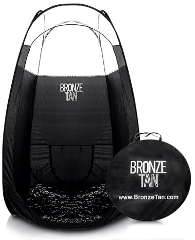 Bronze Tan Spray Tan Tent Pop Up for Spray Tan Professional - Waterproof Spray Tan Booth with FREE Portable Spray Tent Carrying Case - Self Tanning Booth - Black