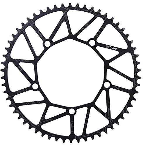 Kuuleyn Plato de Bicicleta, 50/52/54/56/58t Dientes positivos y Negativos al Aire Libre 130 Bcd Manivela Disco único Aleación de Aluminio Rueda de Cadena de Bicicleta Plato (58T)