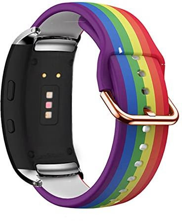 Silikon Armbänder Für Samsung Gear fit 2 Pro/Gear Fit 2 Ersatzband Für Damen Frauen Herren Muster Sport Armband mit Kompatibel mit Galaxy Gear fit 2/ Gear Fit 2 Pro (Regenbogen)
