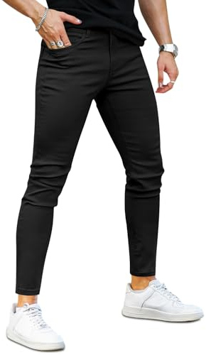 GINGTTO Homme Jeans Skinny Elastique Denim Slim Pantalons | Super Extensible, Jambe Effilée, Adapté Aux Loisirs, Au Travail, Aux Rendez-Vous