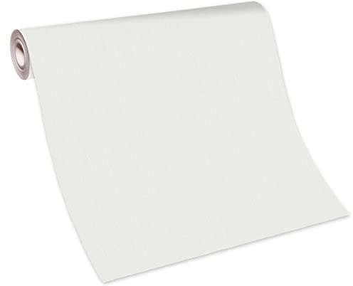 BRICOFLOR Weiße Tapete mit dünnen Linien | Vinyl Vliestapete in Champagner für Schlafzimmer und Küche | Moderne Uni Wandtapete als Küchentapete und Badtapete