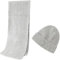 Embouro Wintermütze und Schal aus Merinowolle für Herren, warme Strickmützen, lange Schals für Damen und Herren (Grau)